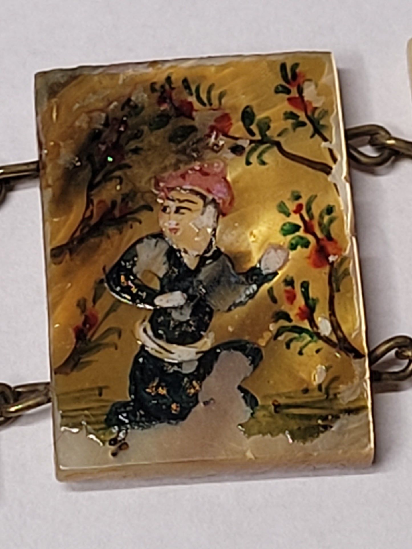 Vintage Hand-Painted Mother-of-Pearl Bracelet Persian storybook bracelet
