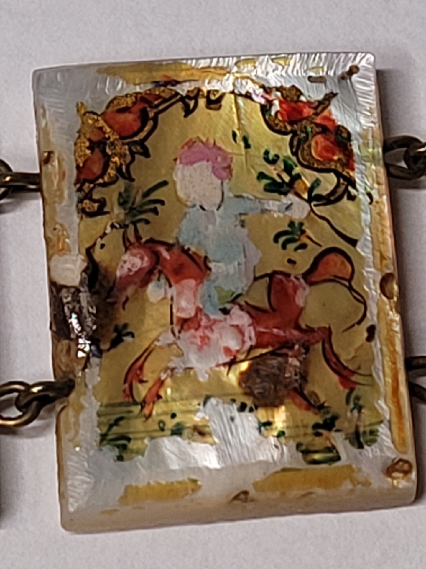 Vintage Hand-Painted Mother-of-Pearl Bracelet Persian storybook bracelet