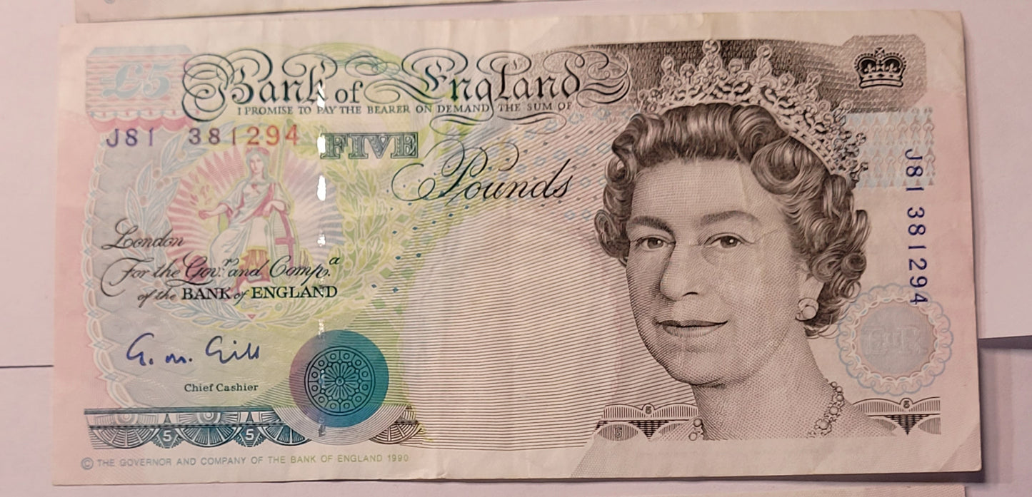 Vintage Bank of England Note Collection. Sequential Serial Numbers. Historical British Currency Lot