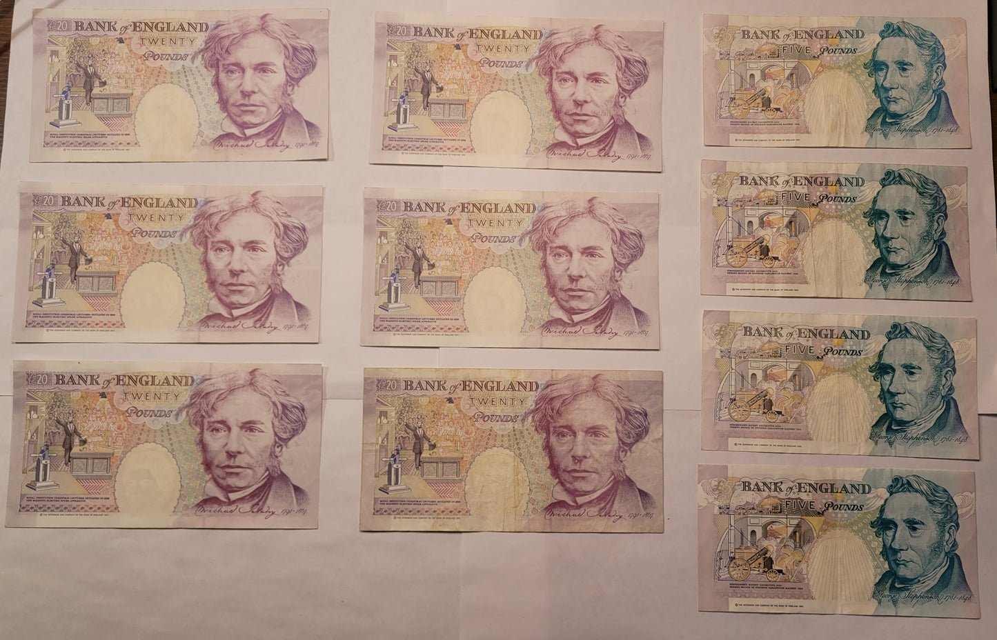 Vintage Bank of England Note Collection. Sequential Serial Numbers. Historical British Currency Lot