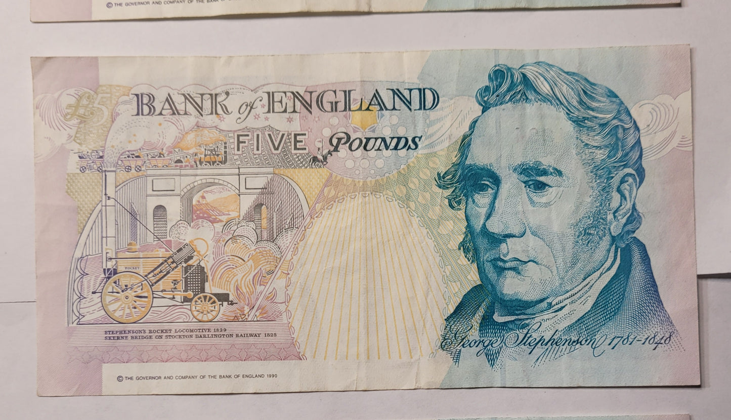 Vintage Bank of England Note Collection. Sequential Serial Numbers. Historical British Currency Lot