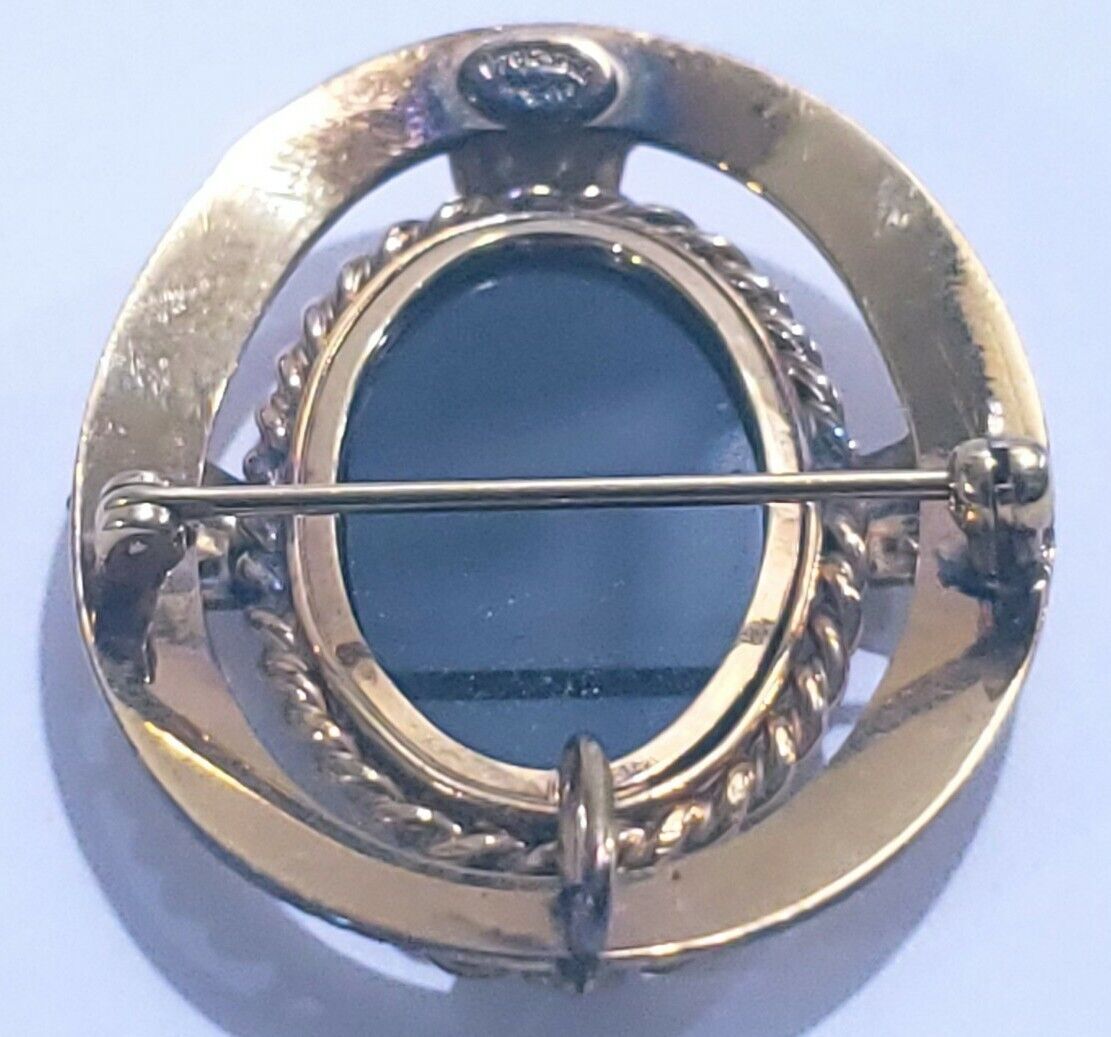Vintage Black Onyx Pin Brooch 1/20 12K G. F. Maker mark in pics.
