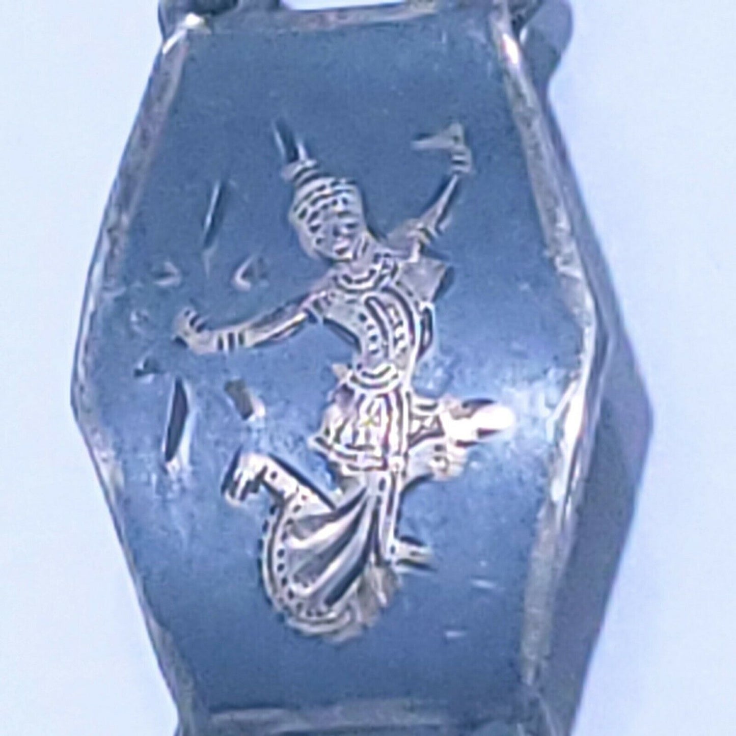 Vintage Sterling Silver Siam 7 Panel Black Niello Bracelet 7" Dancer Filigree