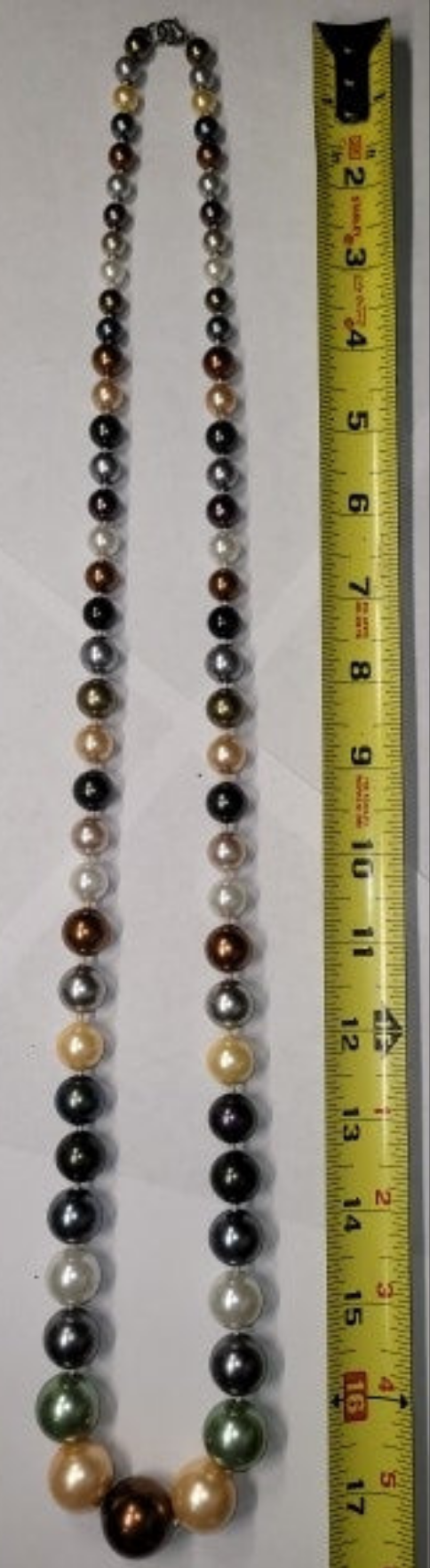 Multicolored Faux Pearl Necklace with Silver Clasp