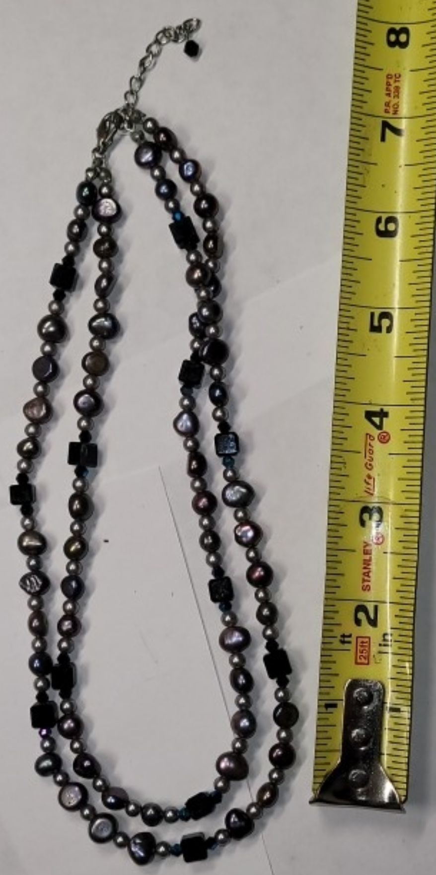 Two-Strand Black and Silver Pearl Necklace