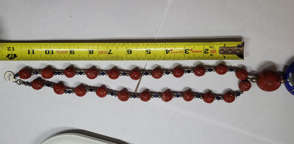 Exquisite Cinnabar and Cloisonné Necklace with Dragon & Phoenix Motif Chinese Artistry