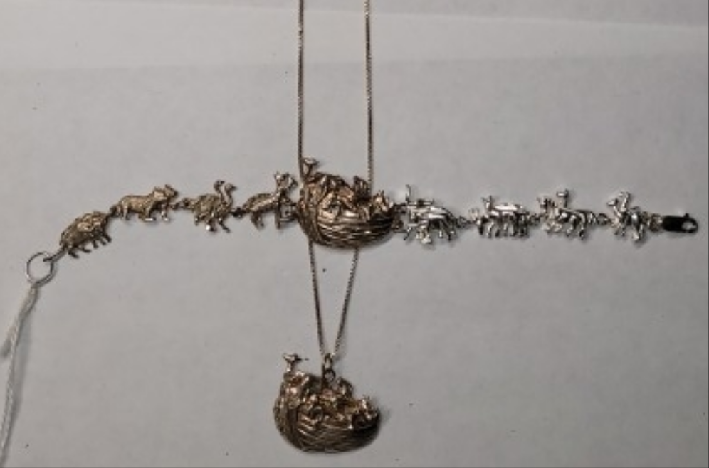 Sterling Silver Noah’s Ark Silver Necklace and Bracelet Set