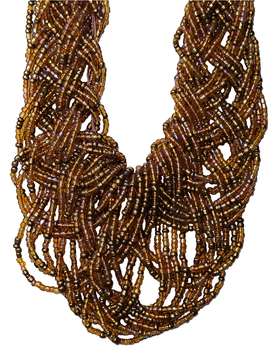 Handcrafted Multi-Strand Beaded Necklace with Bronze-Toned Clasp