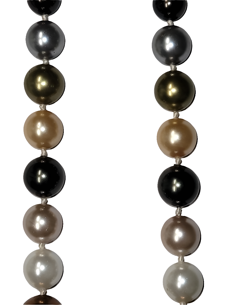 Multicolored Faux Pearl Necklace with Silver Clasp