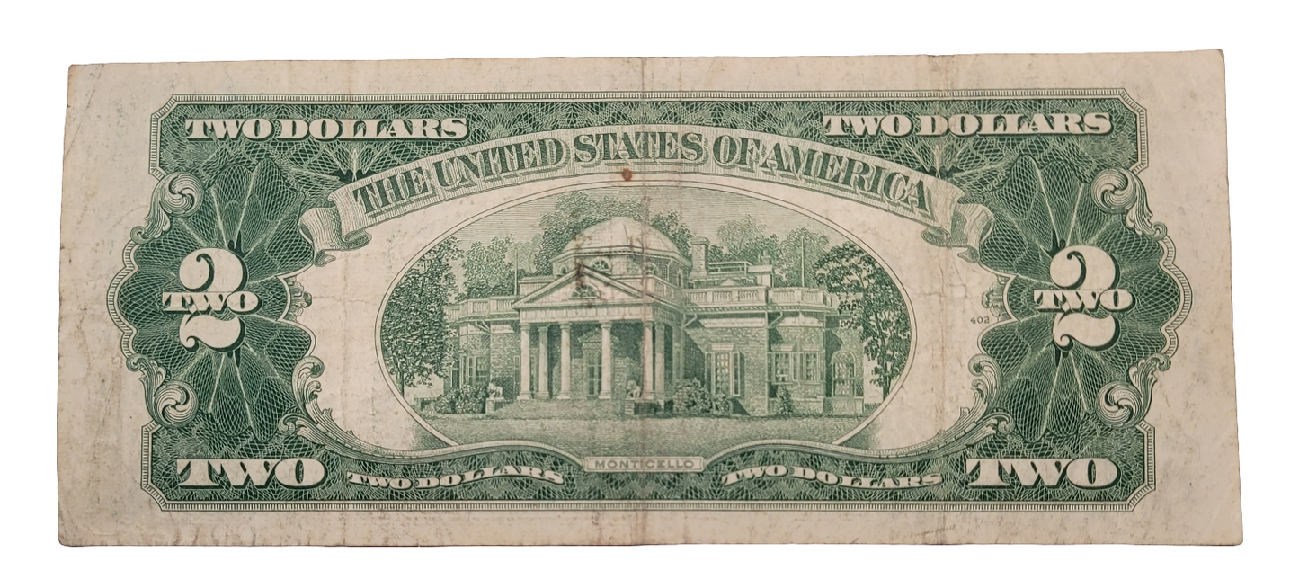 Rare 1953 $2 United States Note - WWII Era Orange Seal Currency