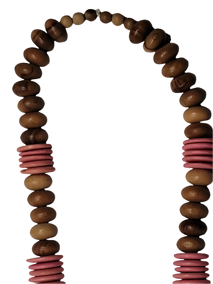 Wooden Animal Necklace with Hand-Carved Rhino and Elephant Beads