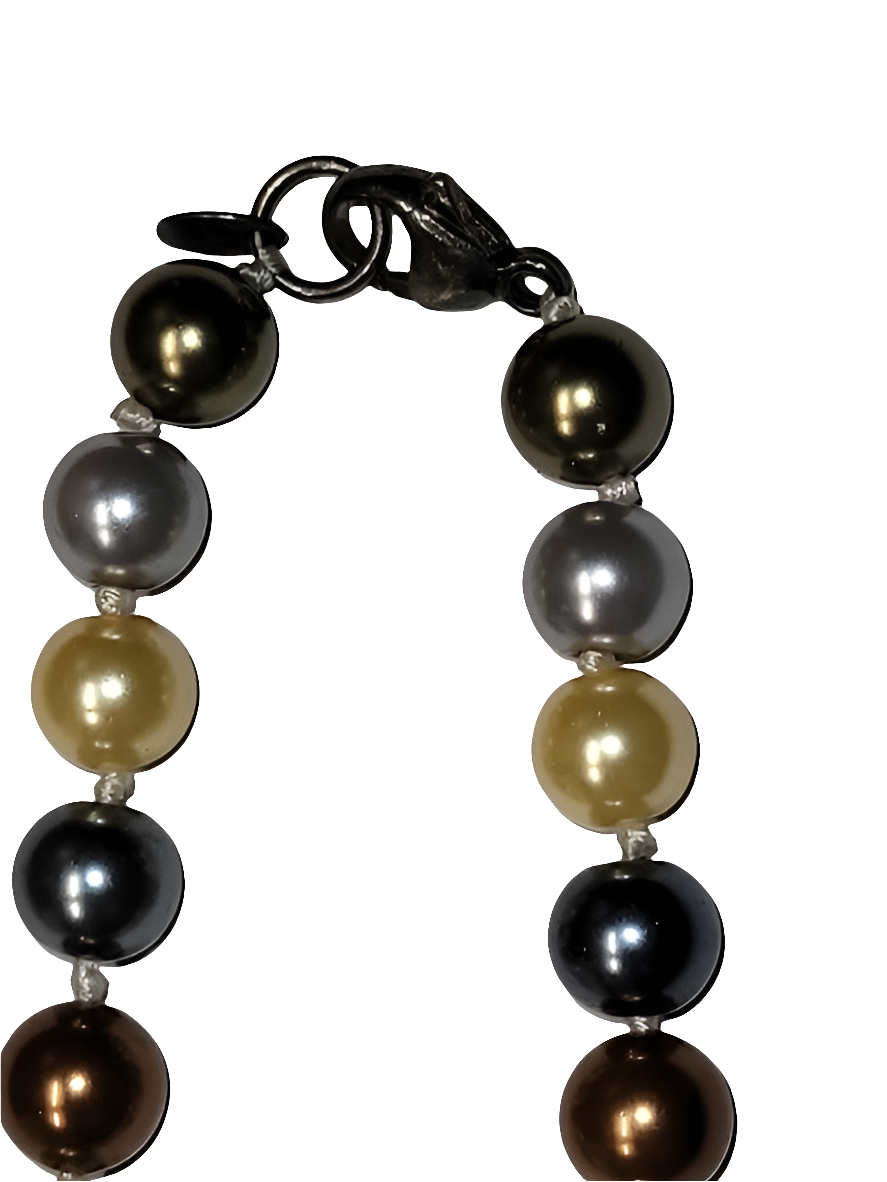 Multicolored Faux Pearl Necklace with Silver Clasp