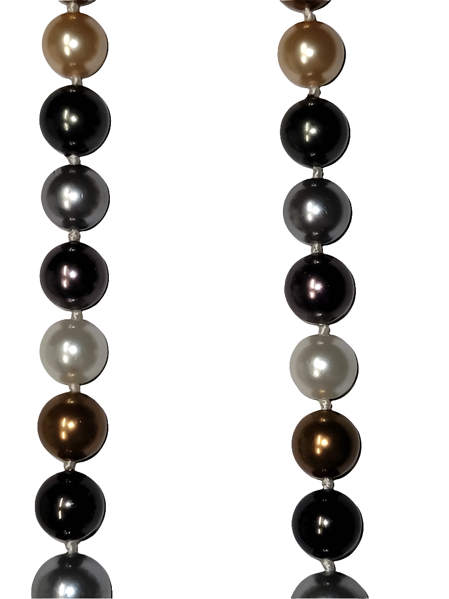 Multicolored Faux Pearl Necklace with Silver Clasp