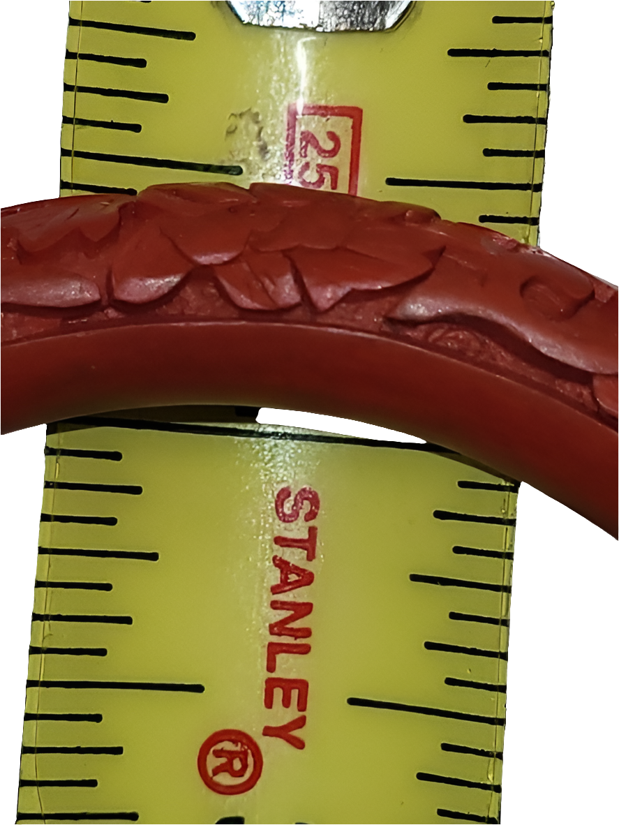 Hand-Carved Red Cinnabar Bangle Bracelet with Floral Design Chinese Artistry