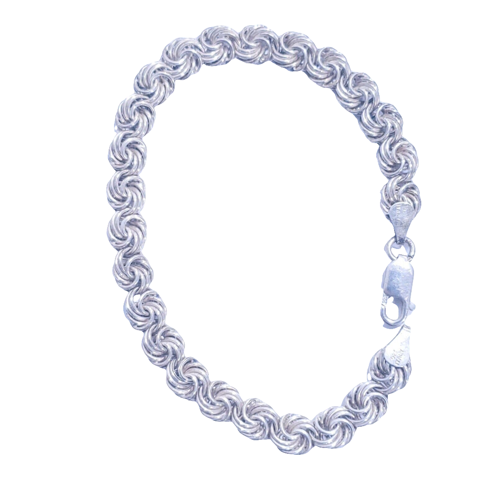 Beautiful Italy Sterling Silver 925 Woven Chain Bracelet. About 8 " in length