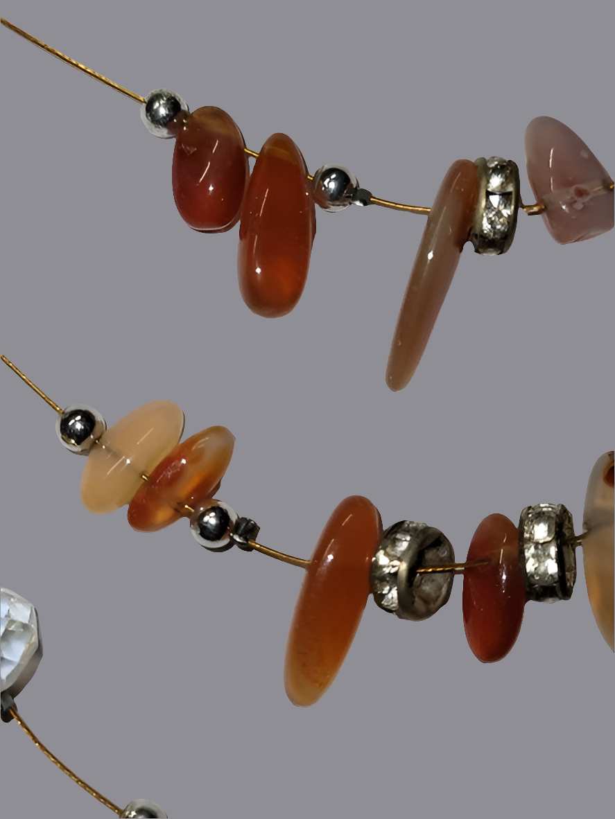 Triple-Strand Beaded Necklace with Citrine and Agate