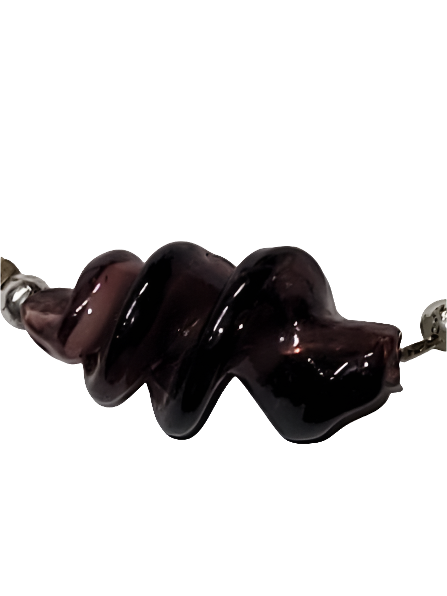 Elegant Three-Strand Necklace with Purple and Black Glass Beads