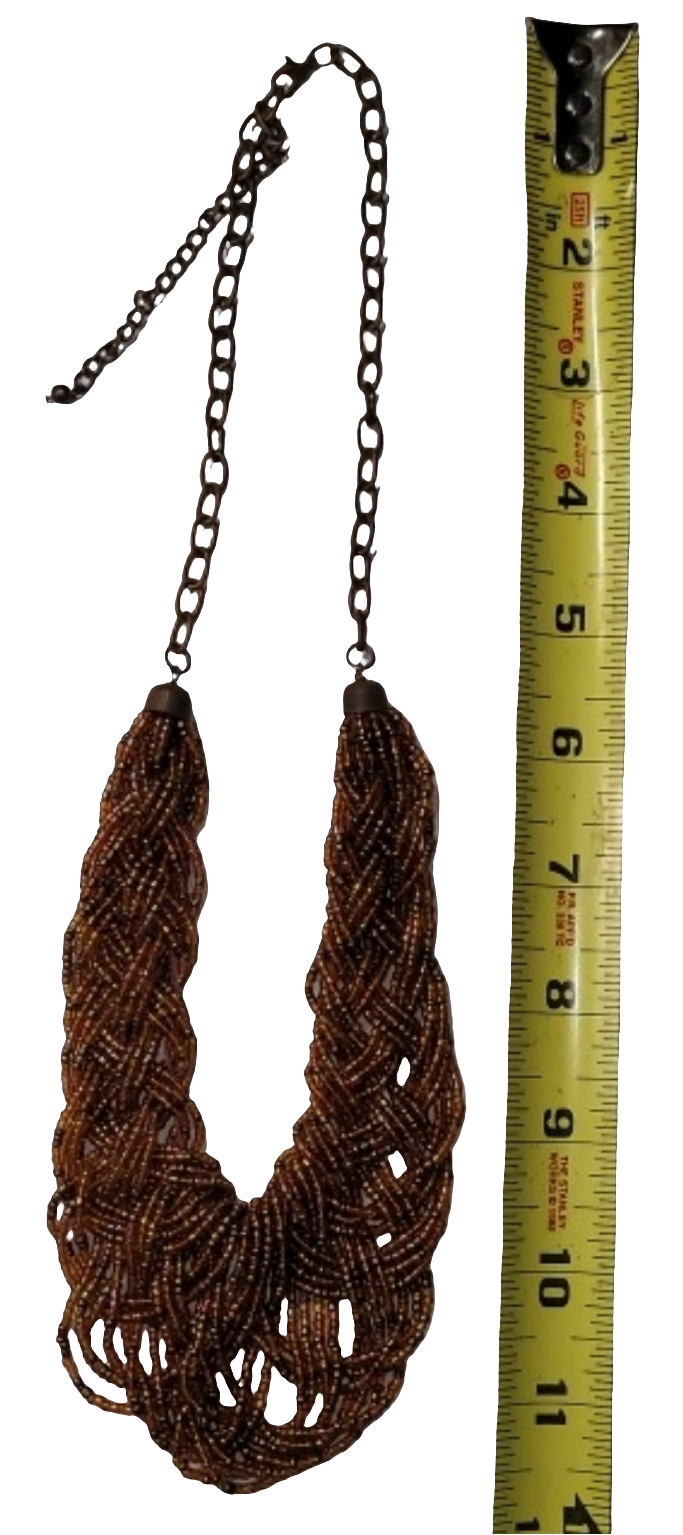 Handcrafted Multi-Strand Beaded Necklace with Bronze-Toned Clasp