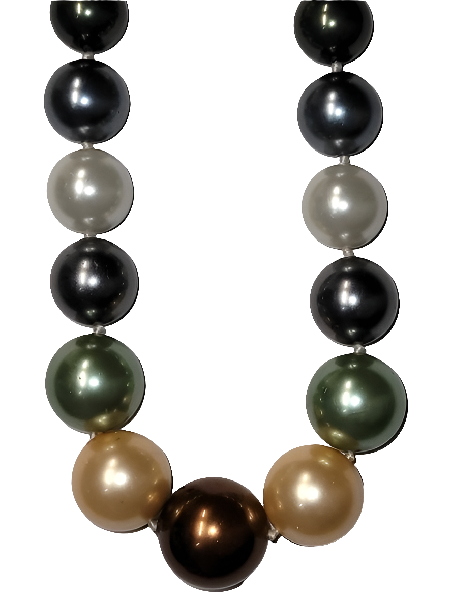 Multicolored Faux Pearl Necklace with Silver Clasp