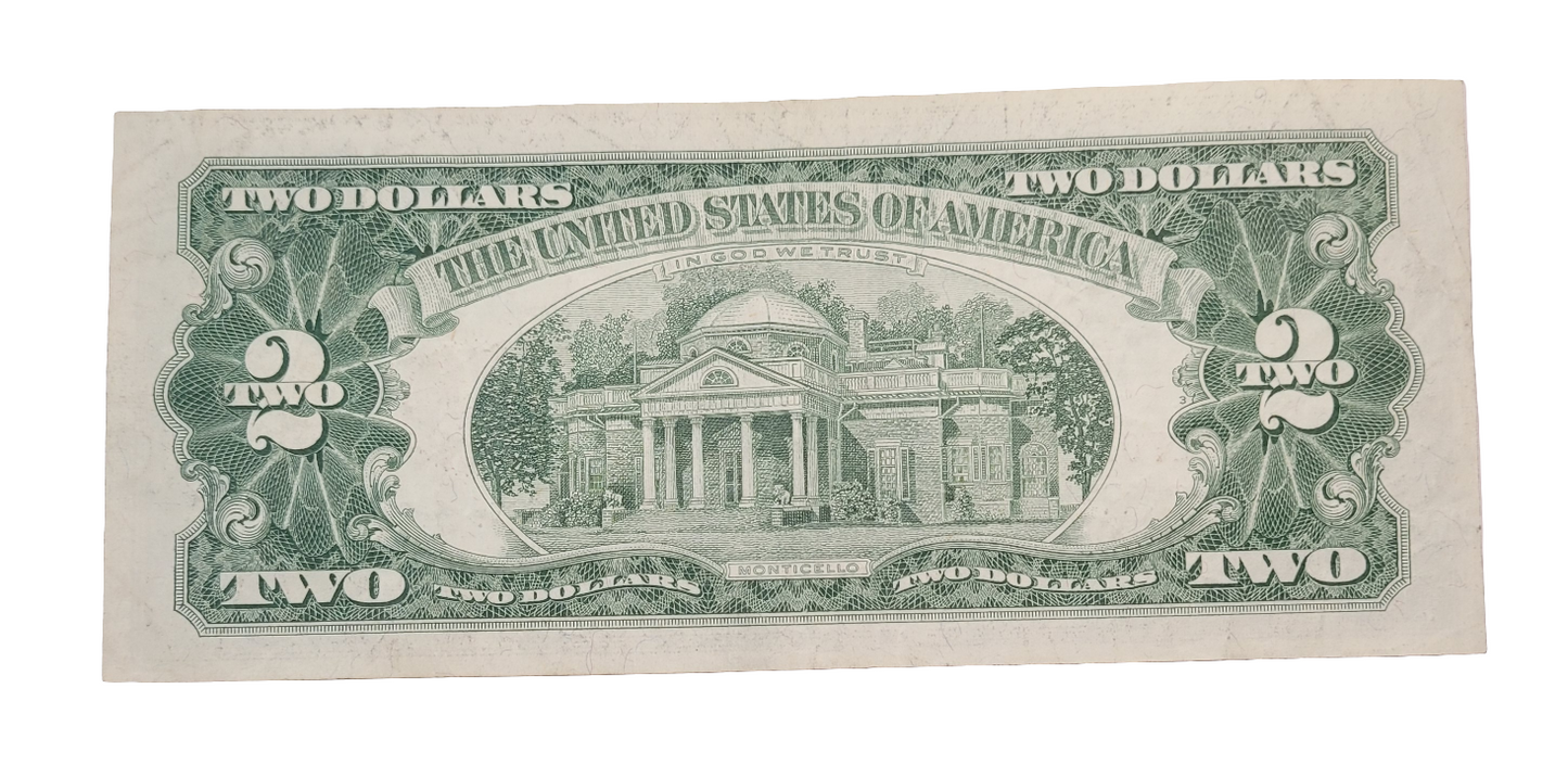 1963 $2 United States Red Seal Note with Rare Star Serial Number - Collectible Currency