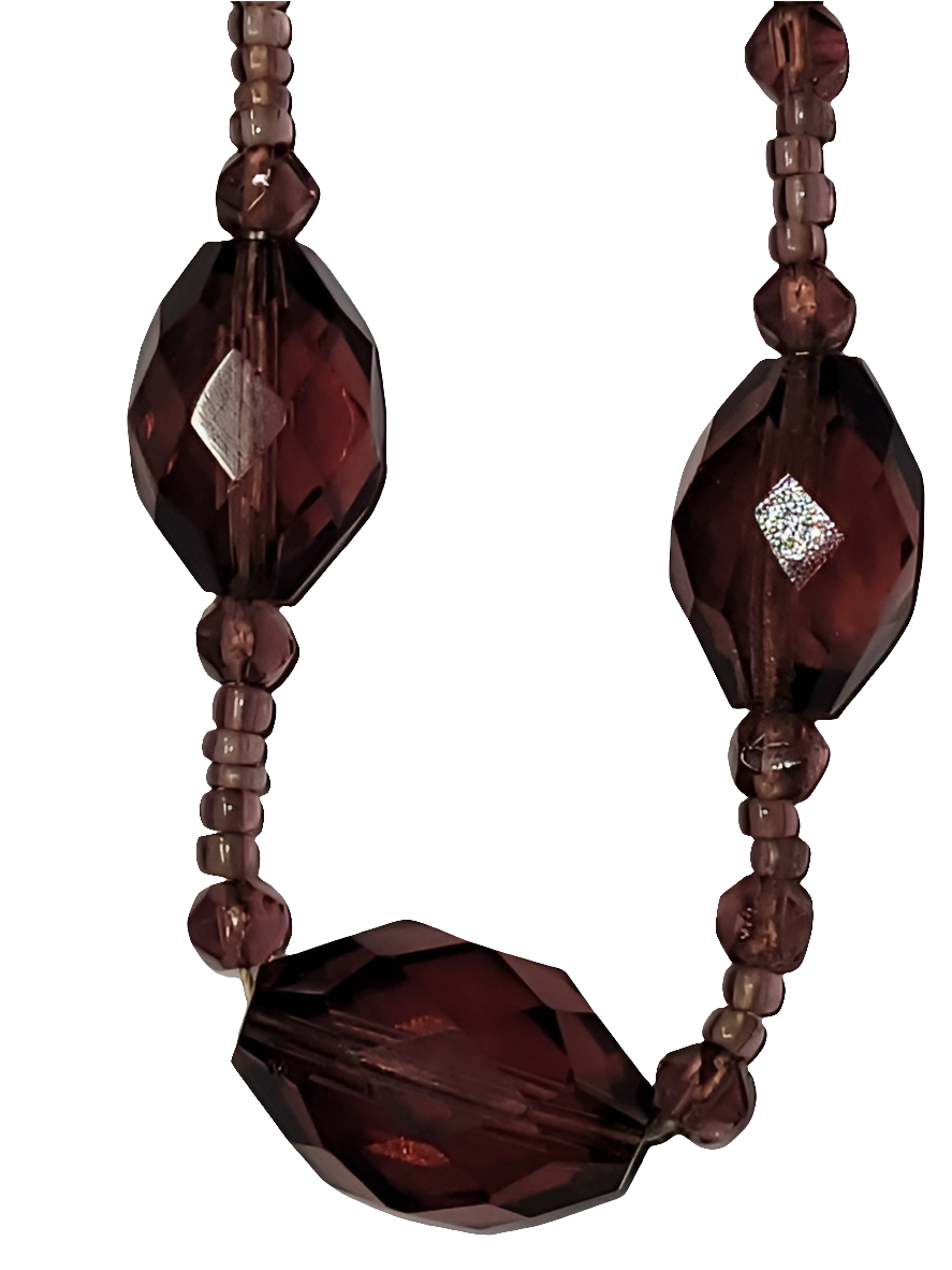 Handcrafted Vintage Amethyst Glass Beaded Necklace