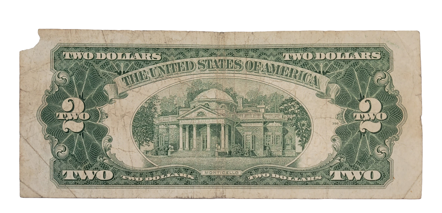 Rare 1953B $2 Red Seal Star Note - Vintage Jefferson U.S. Currency
