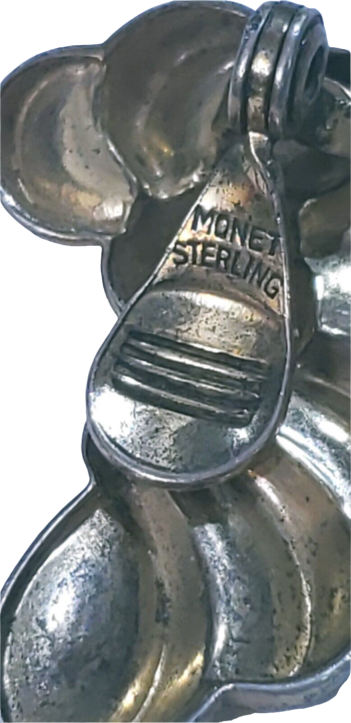 Gold over STERLING SILVER Signed MONET Authentic VINTAGE Clip EARRING