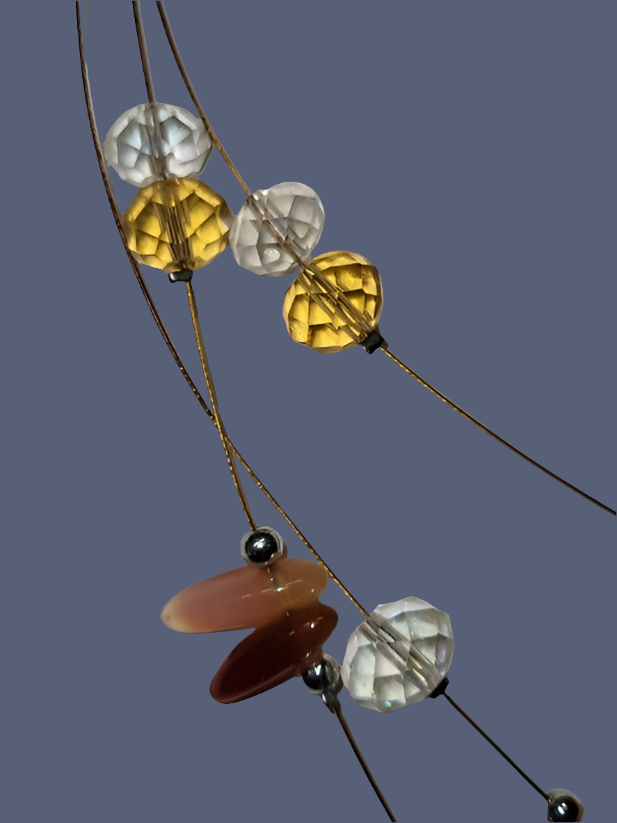 Triple-Strand Beaded Necklace with Citrine and Agate