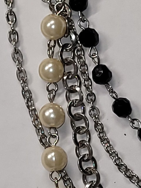 Elegant Multilayer Pearl and Chain Necklace