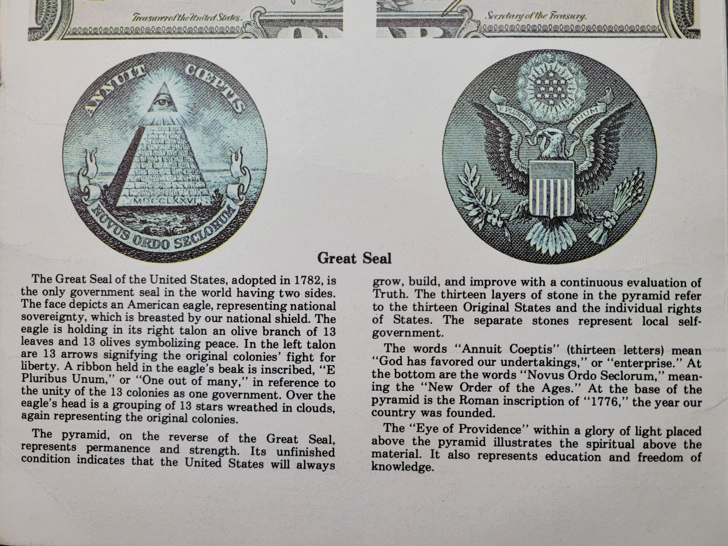Uncut $1 Notes and Historical Treasury Documents - Collectible Currency and Memorabilia Set