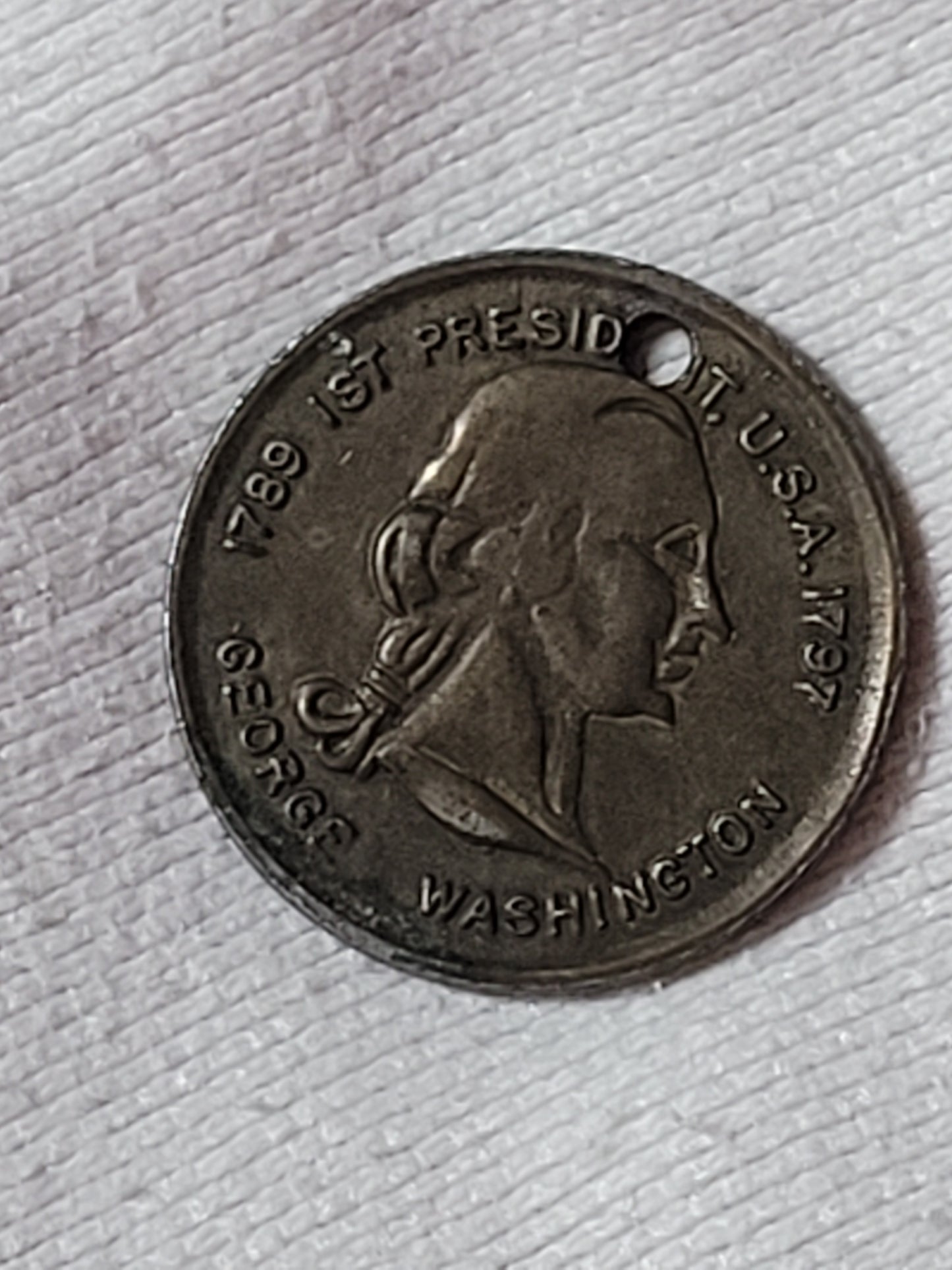 George Washington 1st President Commemorative Token Pendant – Drilled Hole – Vintage Souvenir