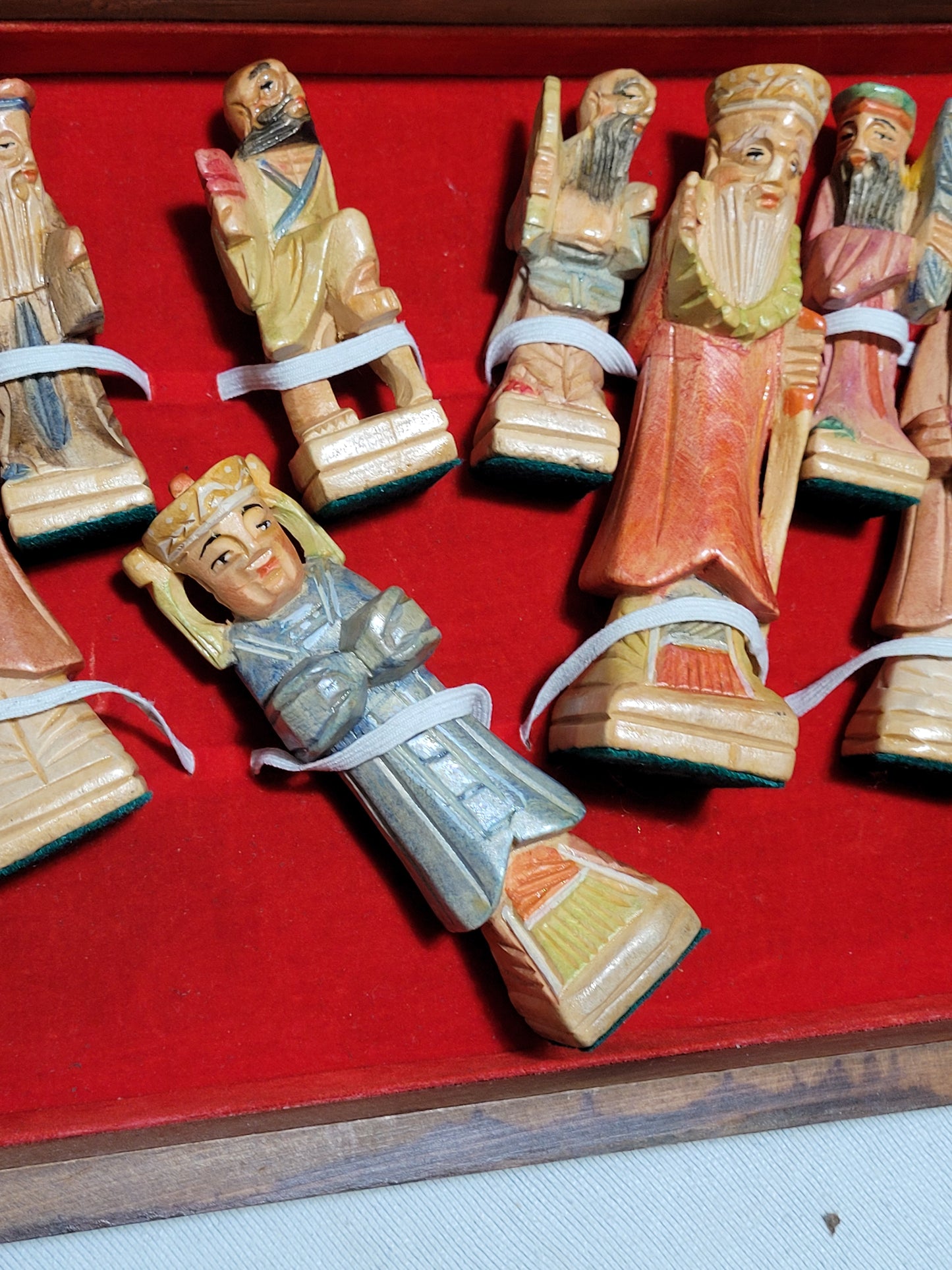 Vintage Hand-Carved Chinese Chess Set with Intricate Board & Storage