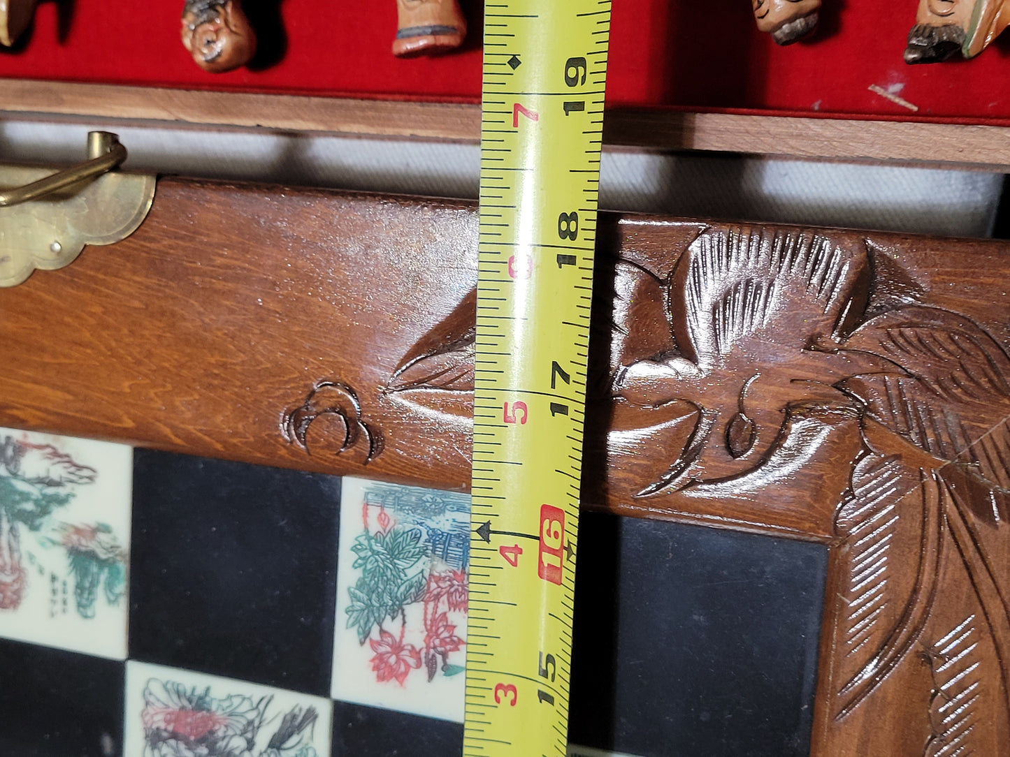 Vintage Hand-Carved Chinese Chess Set with Intricate Board & Storage