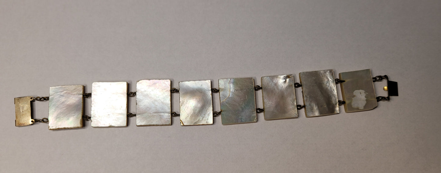Vintage Hand-Painted Mother-of-Pearl Bracelet Persian storybook bracelet