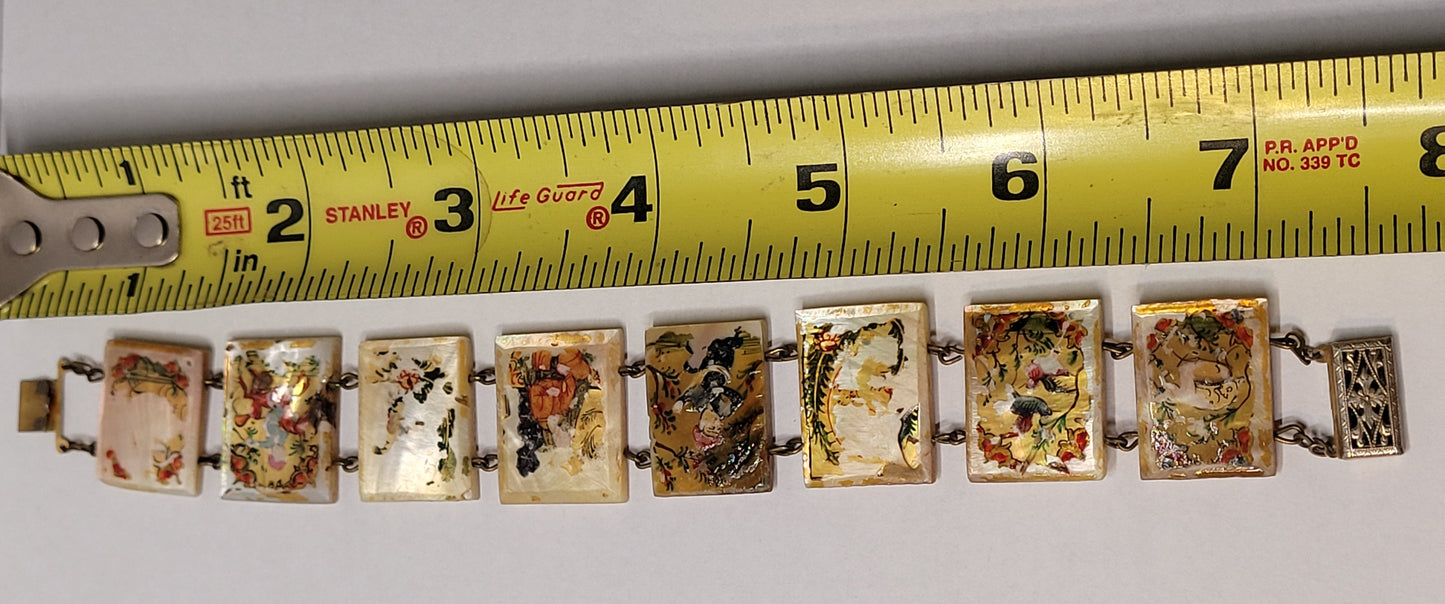Vintage Hand-Painted Mother-of-Pearl Bracelet Persian storybook bracelet