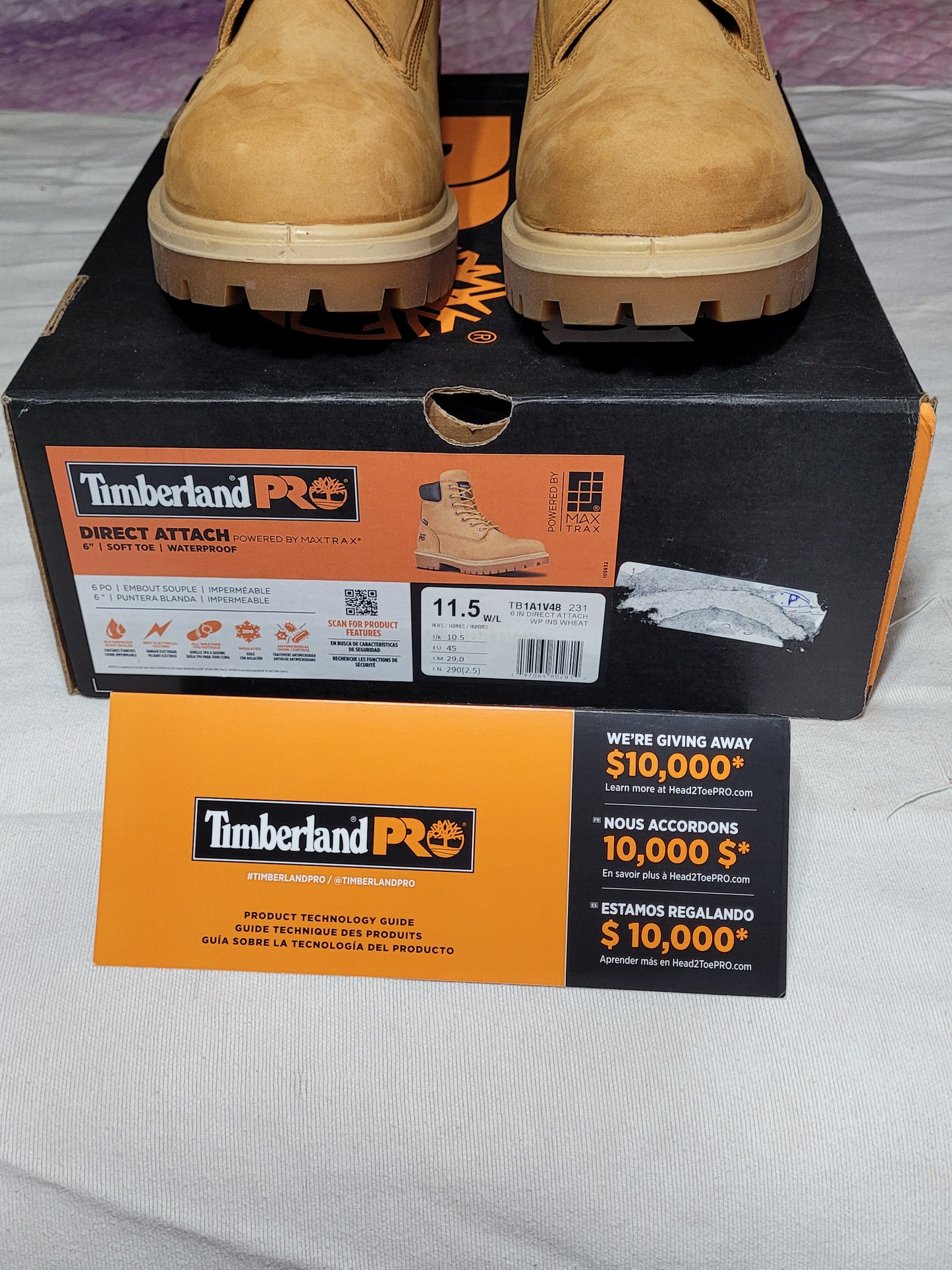 Timberland PRO Direct Attach 6" Waterproof Soft Toe Work Boots – Men’s Size 11.5 W/L