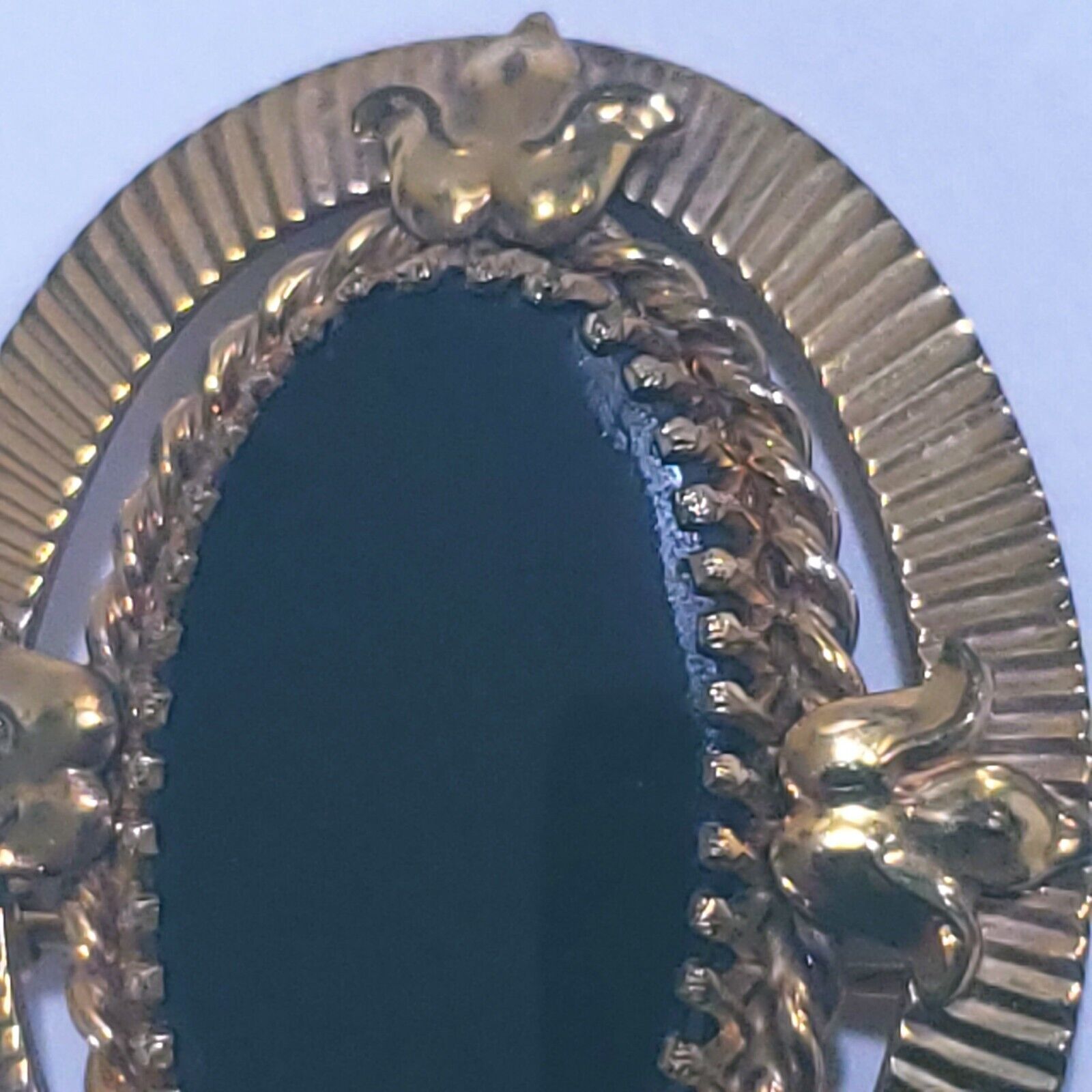 Vintage Black Onyx Pin Brooch 1/20 12K G. F. Maker mark in pics. 