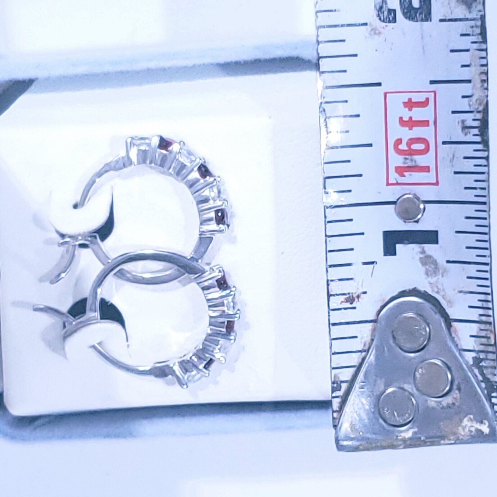Sterling Silver Garnet And Cubic Zirconias Earrings
