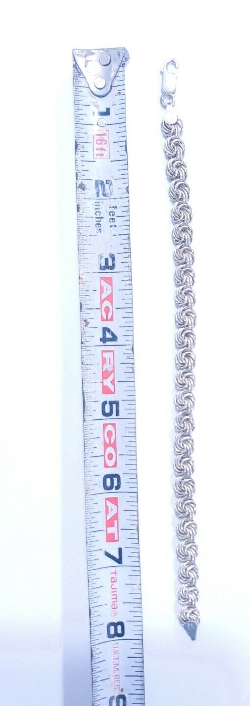 Beautiful Italy Sterling Silver 925 Woven Chain Bracelet. About 8 " in length 