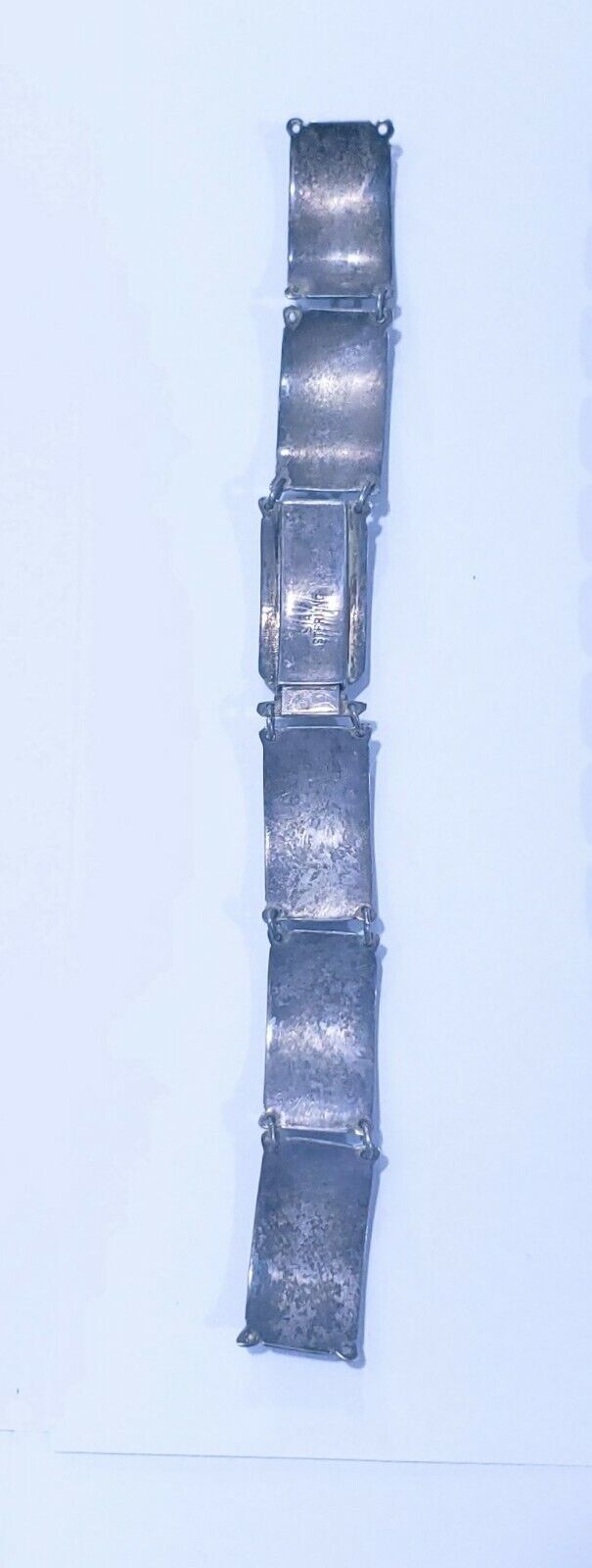Vintage Sterling Silver Siam 6 Panel Black Niello Bracelet 6.5" Dancer Filigree