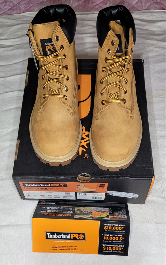 Timberland PRO Direct Attach 6" Waterproof Soft Toe Work Boots – Men’s Size 11.5 W/L