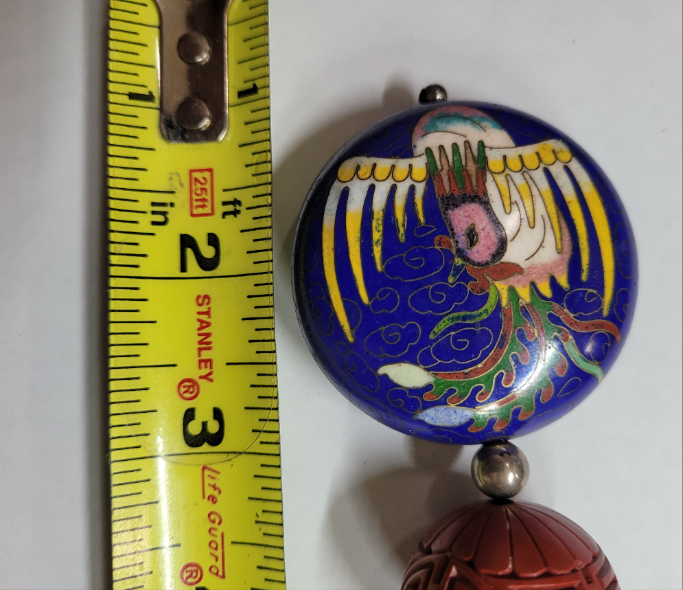 Exquisite Cinnabar and Cloisonné Necklace with Dragon & Phoenix Motif Chinese Artistry