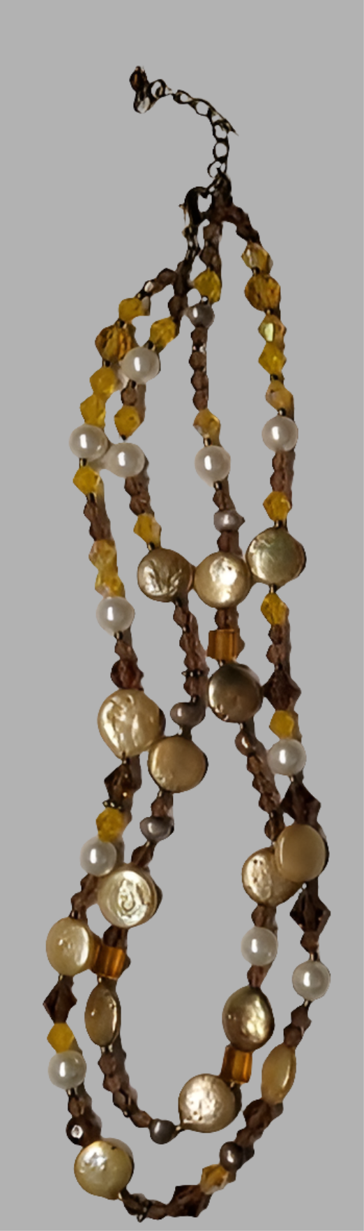 Elegant Mother of Pearl and Crystal Beaded Necklace