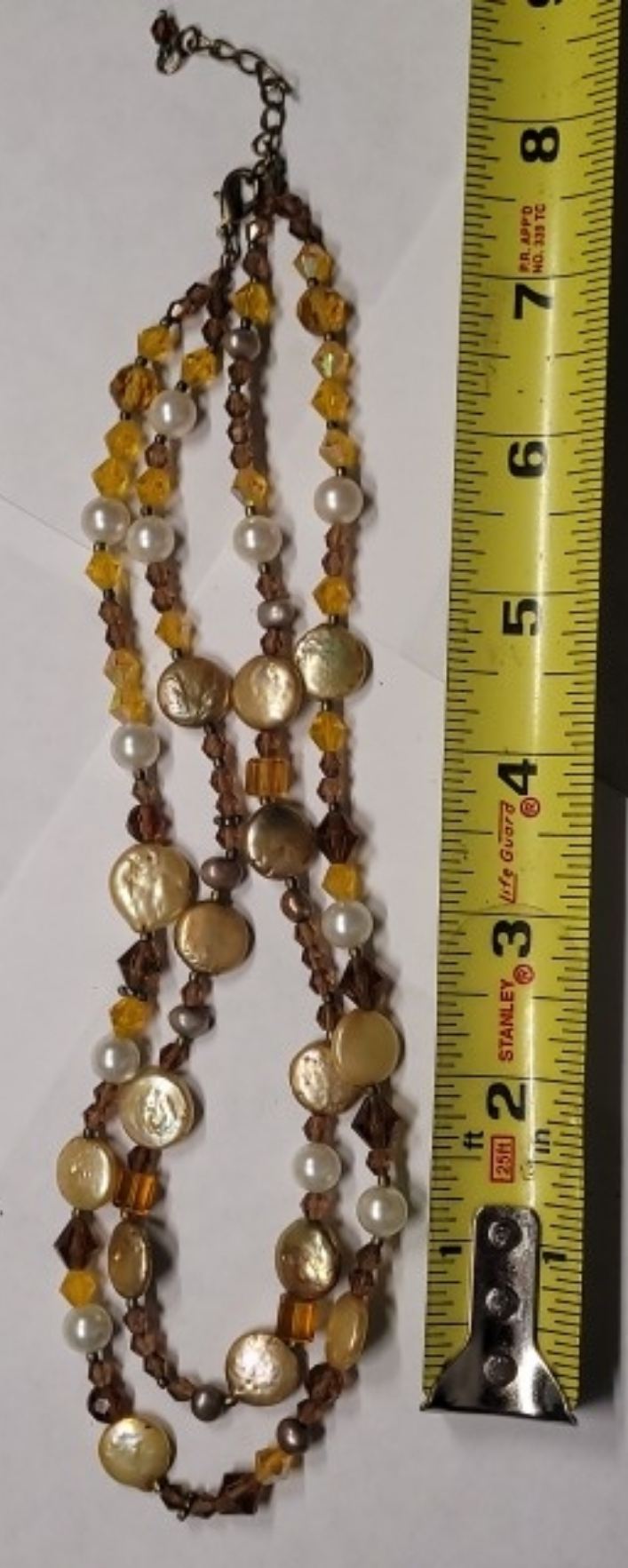 Elegant Mother of Pearl and Crystal Beaded Necklace