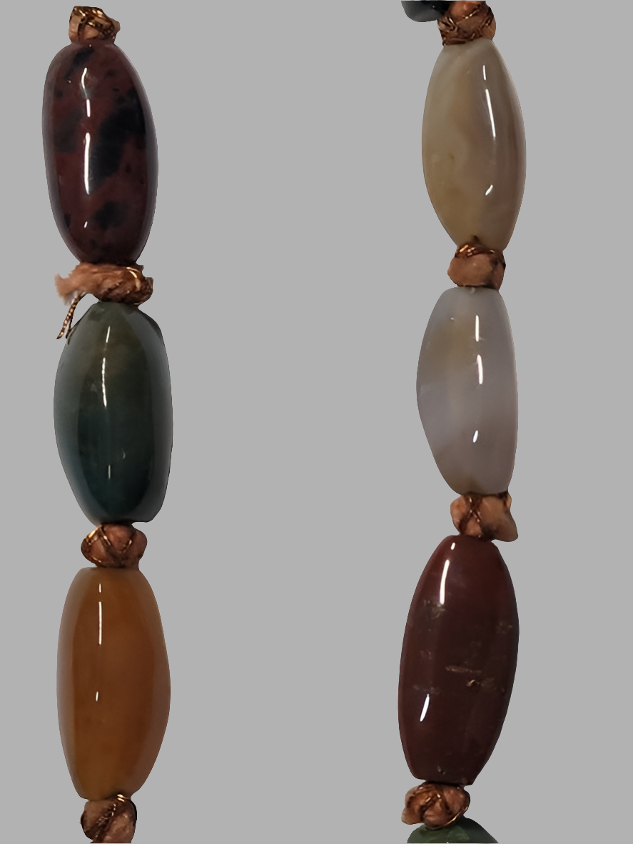 Handcrafted Multicolored Agate Bead Necklace with Brass-Tone Spacers