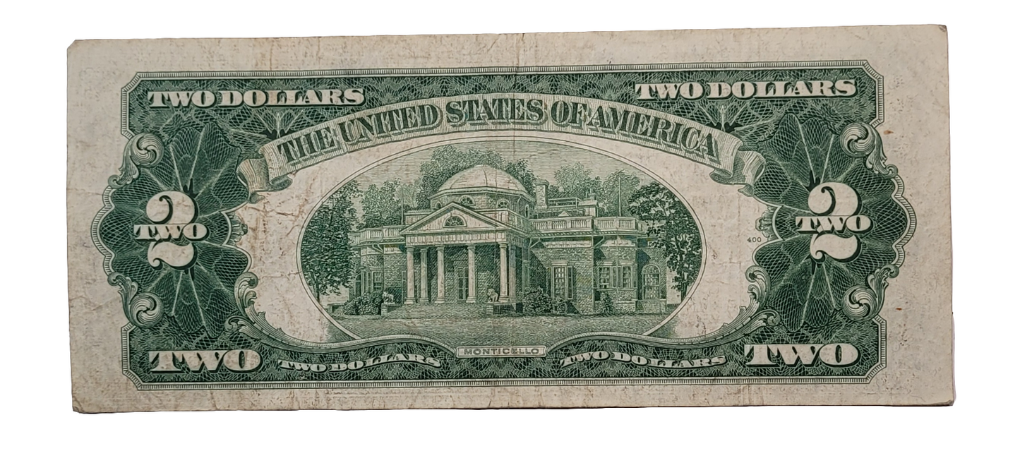 Vintage 1953B $2 Red Seal Note - Unique Serial Number A70666188A