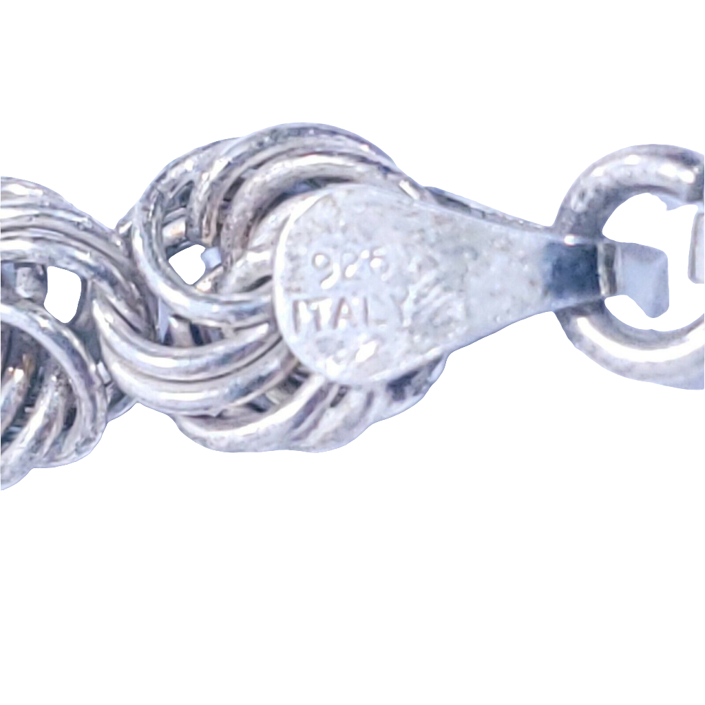 Beautiful Italy Sterling Silver 925 Woven Chain Bracelet. About 8 " in length