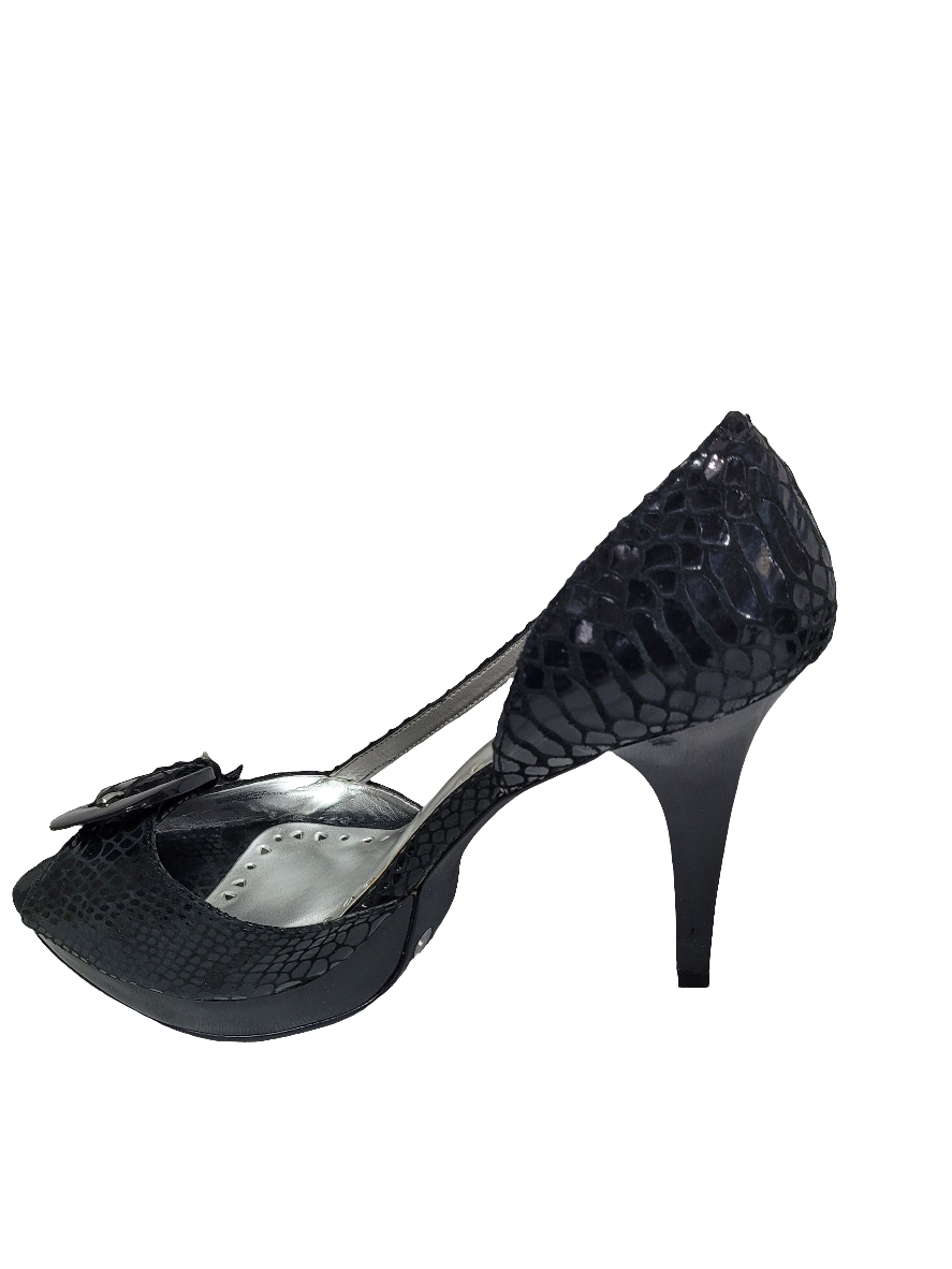 BCBG Paris Snakeskin Peep-Toe  Heels – Size 9 ½ B / EU 39 ½