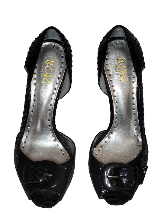 BCBG Paris Snakeskin Peep-Toe  Heels – Size 9 ½ B / EU 39 ½