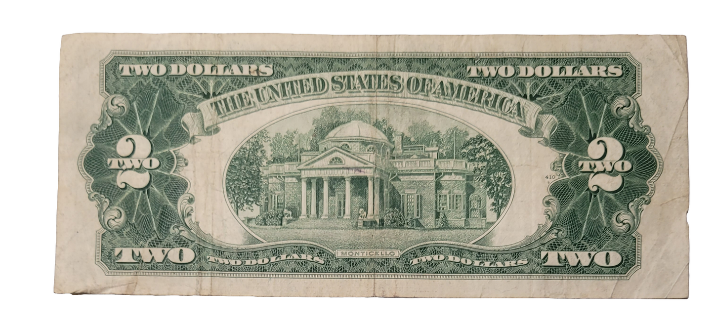 Vintage Series 1953C $2 United States Red Seal Note A78818193A - Collectible Historical Bill